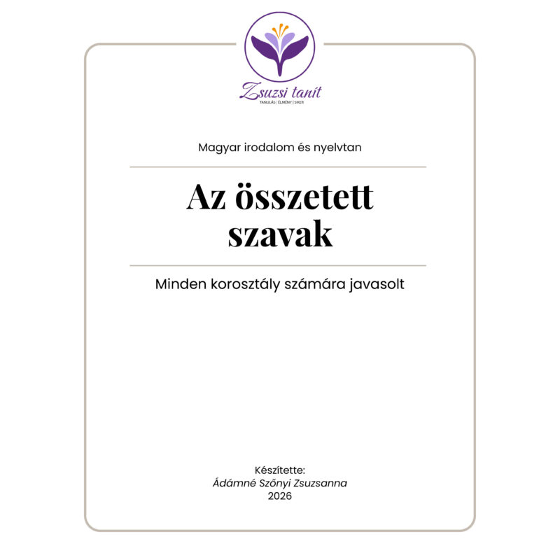 Magyar nyelv és irodalom – az összetett szavak – letölthető PDF tananyag