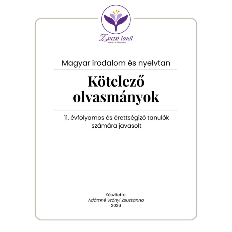 Magyar nyelv és irodalom – kötelező olvasmányok 11. évfolyam – letölthető PDF