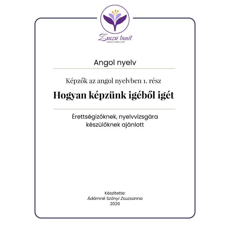 Angol nyelvtan – képzők az angol nyelvben 1. rész – letölthető PDF tananyag