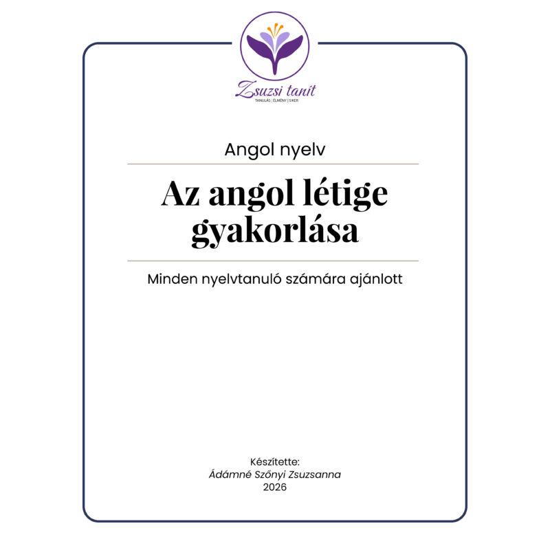 Angol létige gyakorlása – BE létige – letölthető PDF tananyag