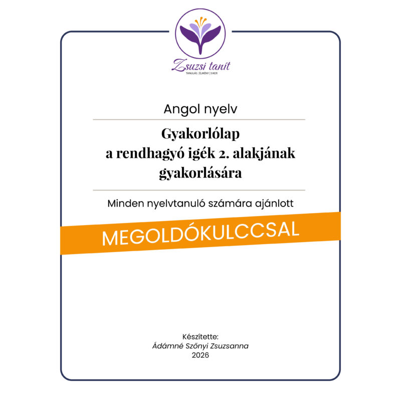 Rendhagyó igék 2. alakja – angol szókereső megoldókulccsal – letölthető PDF